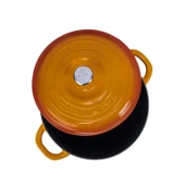 Lava Döküm Yuvarlak Tencere Döküm Demir Kapak New Heritage Serisi Çap(Ø)22cm.  Turuncu thumbnail 2