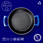 Lava Döküm Yuvarlak Sahan Döküm Demir Yekpare Çift Kulplu Çap(Ø)24cm.  Mavi thumbnail 4