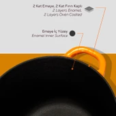 Lava Döküm Yuvarlak Tencere Döküm Demir Kapak New Heritage Serisi Çap(Ø)24cm.  Turuncu thumbnail 6