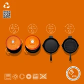 Lava Döküm 4X New Heritage Serisi Döküm Demir Tencere Tava Çeyiz Seti  Turuncu thumbnail 4