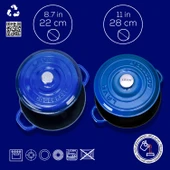 Lava Döküm 2X New Heritage Serisi Döküm Demir Tencere Tava Seti  Mavi - 4