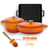 Lava Döküm 6X New Heritage Serisi Döküm Demir Tencere Tava Çeyiz Seti  Turuncu - 1