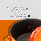 Lava Döküm Çok Amaçlı Yayvan Tencere. Trendy Serisi Çap(Ø)28cm.  Turuncu thumbnail 6