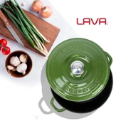 Lava Döküm Yuvarlak Çok Amaçlı Yayvan Tencere New Heritage Serisi Çap(Ø)28cm.  Yeşil - 7