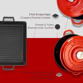 Lava Döküm 6X New Heritage Serisi Döküm Demir Tencere Tava Çeyiz Seti  Kırmızı thumbnail 7