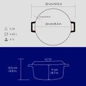 Lava Döküm Yuvarlak Tencere. Trendy Çap(Ø) 24cm.  Mavi thumbnail 5
