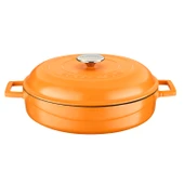 Lava Döküm Çok Amaçlı Yayvan Tencere Döküm Demir Kubbe Form Kapak Spring Serisi Çap(Ø)28cm.  Turuncu thumbnail 1