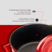 Lava Döküm Çok Amaçlı Yayvan Tencere. Trendy Serisi Çap(Ø)28cm.  Kırmızı thumbnail 6