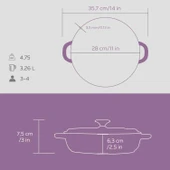 Lava Döküm Yuvarlak Çok Amaçlı Yayvan Tencere New Heritage Serisi Çap(Ø)28cm.  Mor thumbnail 5