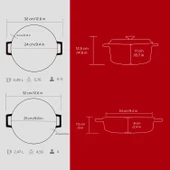 Lava Döküm Yuvarlak Derin ve Sığ 5 Parça Tencere Seti  Kırmızı thumbnail 6