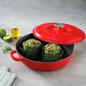 Lava Döküm 2X New Heritage Serisi Döküm Demir Tencere Tava Seti  Kırmızı thumbnail 4