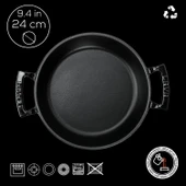 Lava Döküm Yuvarlak Sahan Döküm Demir Yekpare Çift Kulplu Çap(Ø)24cm.  Siyah thumbnail 4