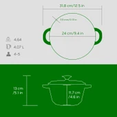 Lava Döküm Yuvarlak Tencere Döküm Demir Kapak New Heritage Serisi Çap(Ø)24cm.  Yeşil - 5