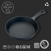 Lava Döküm Yuvarlak Kızartma Tavası Yekpare Saplı. Çap(Ø)20cm. thumbnail 4