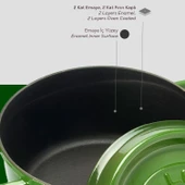 Lava Döküm Yuvarlak Tencere. Trendy Çap(Ø) 24cm.  Yeşil thumbnail 6