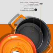 Lava Döküm Yuvarlak Tencere. Trendy Çap(Ø) 12cm.  Turuncu thumbnail 5