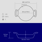 Lava Döküm Yuvarlak Sahan Döküm Demir Yekpare Çift Kulplu Çap(Ø)20cm.  Mavi thumbnail 5