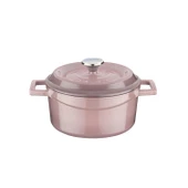 Lava Döküm Yuvarlak Tencere. Trendy Çap(Ø) 12cm.  Pembe thumbnail 1