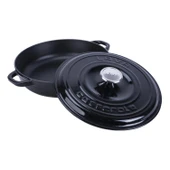 Lava Döküm Yuvarlak Çok Amaçlı Yayvan Tencere New Heritage Serisi Çap(Ø)28cm.  Siyah thumbnail 2