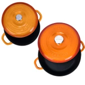 Lava Döküm 2X New Heritage Serisi Döküm Demir Tencere Tava Seti  Turuncu thumbnail 2