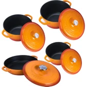 Lava Döküm 4X New Heritage Serisi Döküm Demir Tencere Seti  Turuncu thumbnail 3