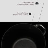 Lava Döküm Yuvarlak Tencere Döküm Demir Kapak New Heritage Serisi Çap(Ø)24cm.  Siyah - 6