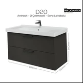 Creavit D20 2 Çekmeceli Lavabo Dolabı Antrasit - 1