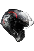 LS2 Rapıd 2 Cırcle Kapalı Kask Mat Siyah - Kırmızı - 2