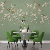 Soft Çiçek ve Kuş Duvar Kağıdı thumbnail 5