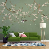 Soft Çiçek ve Kuş Duvar Kağıdı thumbnail 1