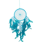 Turkuaz Rengi Kuş Tüylü Boncuklu Düş Kapanı El Yapımı Duvar Süsü thumbnail 3