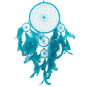 Turkuaz Rengi Kuş Tüylü Boncuklu Düş Kapanı El Yapımı Duvar Süsü thumbnail 1