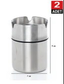 Paslanmaz Oto Küllük Dekoratif Küllük Metal Küllük Kokusuz Küllük 2 Adet - 1