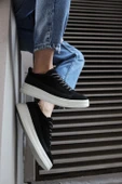 Sneakers Ayakkabı 010 Siyah Süet (Beyaz Taban) - 4
