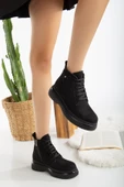Pabucmarketi Siyah Süet Bağcıklı Kadın Bot thumbnail 2