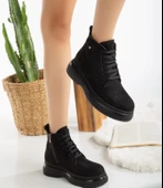 Pabucmarketi Siyah Süet Bağcıklı Kadın Bot thumbnail 4