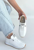 Pabucmarketi Beyaz Suni Deri Bağcıklı Kadın Sneaker Ayakkabı - 1