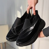 Pabucmarketi Siyah Paraşüt Siyah Tabanlı Kadın Sneaker Ayakkabı - 4