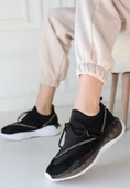 Pabucmarketi Siyah Rugan Bağcıklı Kadın Sneaker Ayakkabı thumbnail 2