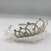 Prenses Tüllü Taşlı Taç Beyaz thumbnail 1