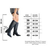 Pabucmarketi Siyah Suni Deri Topuklu Kadın Çizme - 5