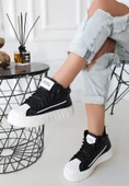 Pabucmarketi Siyah Suni Deri Bağcıklı Kadın Sneaker Kadın Ayakkabı thumbnail 2
