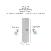 Creavit D20 Sağa Açılır Boy Dolabı Beyaz - 1
