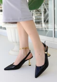 Pabucmarketi Kadın Siyah Rugan Topuklu Ayakkabı thumbnail 1