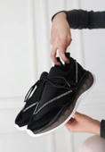 Pabucmarketi Siyah Rugan Bağcıklı Kadın Sneaker Ayakkabı thumbnail 1