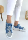 Pabucmarketi Mavi Kot Bağcıklı Kadın Spor Ayakkabı thumbnail 3