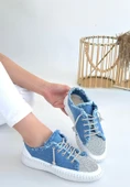 Pabucmarketi Mavi Kot Bağcıklı Kadın Spor Ayakkabı thumbnail 1