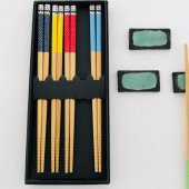 Chopsticks ile beraber Dayanakları - Ahşap, Beş Çift - Japon Kalitesi HD412 - 4