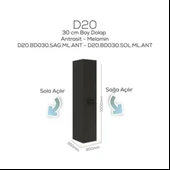 Creavit D20 Sağa Açılır Boy Dolabı Antrasit - 1