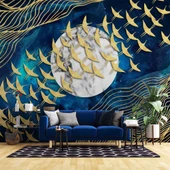 3D Gece Gökyüzü ve Ay Duvar Kağıdı thumbnail 1